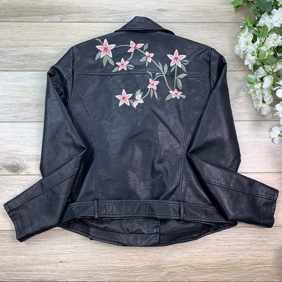 Vila Embroidered Leather Jacket - Picture 4 of 8
